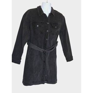 Eloquii long black belted trench coat size 18